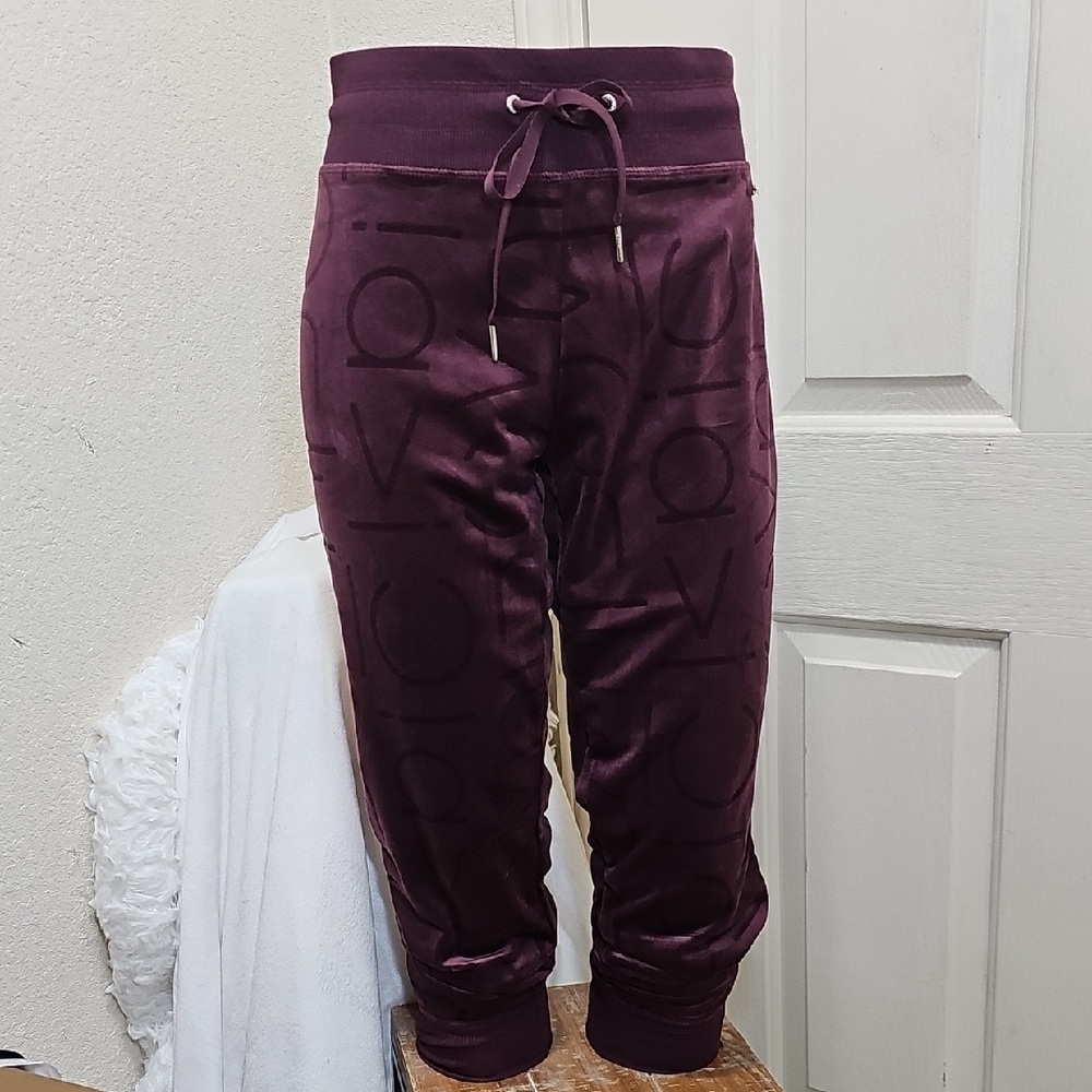 Calvin Klein Tonal Logo Velour Joggers Purple
